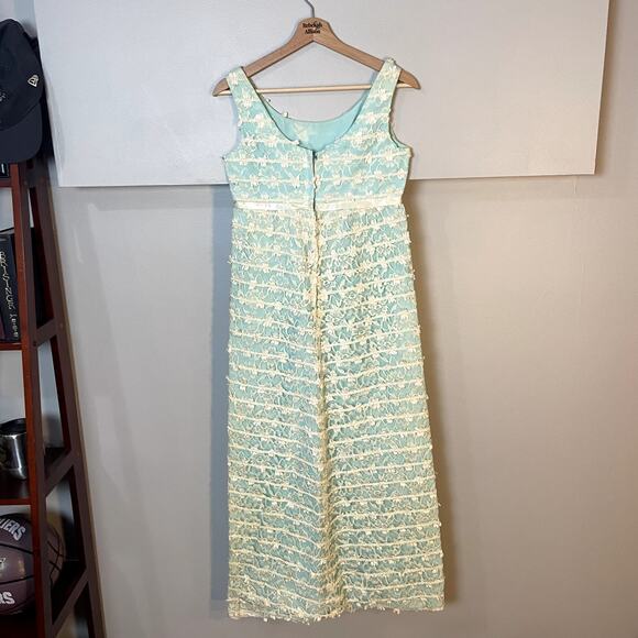 Vintage Handmade Regency Style Floral Lace Blue A-Line Dress SZ S | Bridgerton - Picture 9 of 14